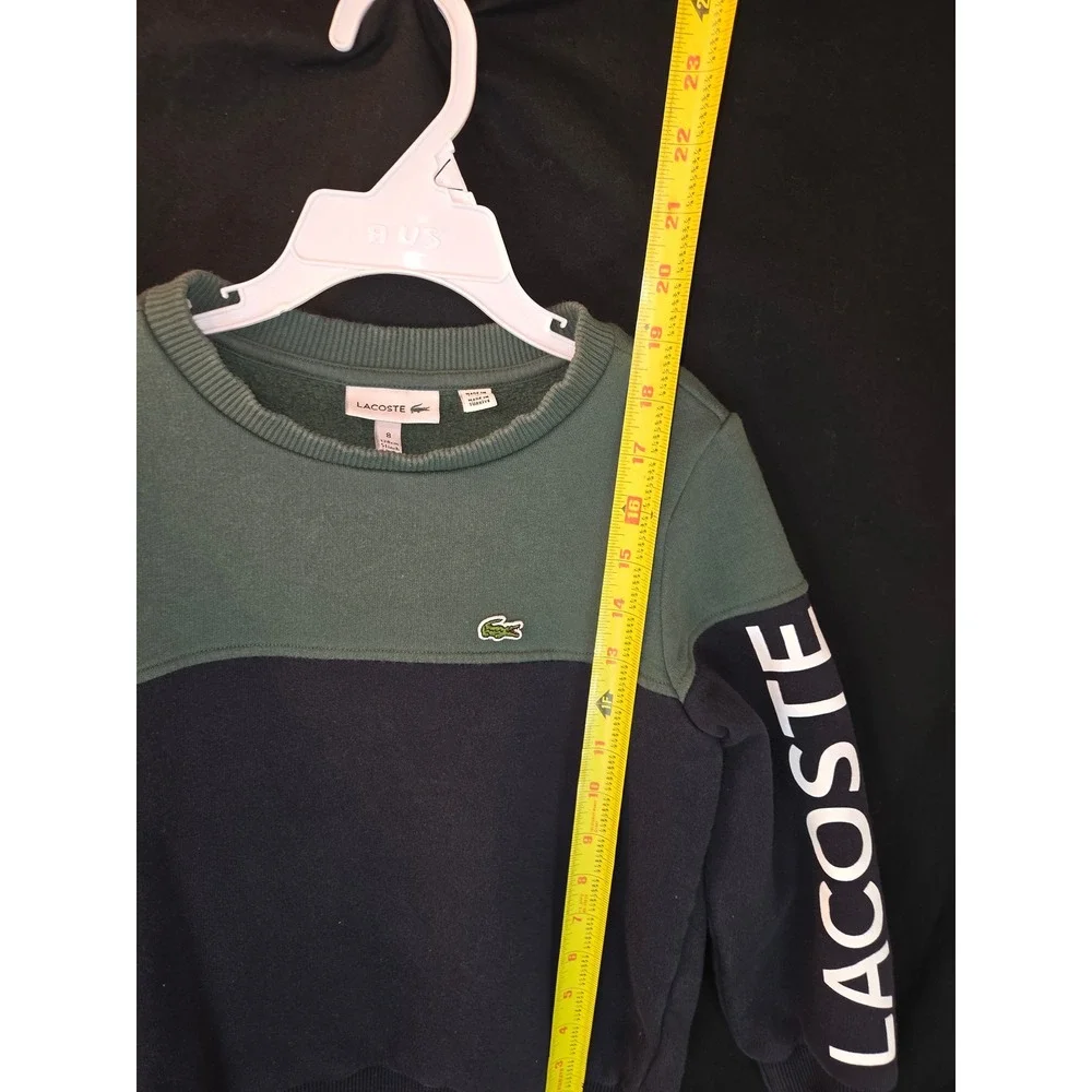 Lacoste‎ Kids Color Block Logo Crewneck Sweatshirt Green Black Size 8